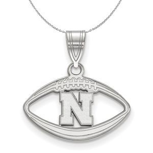 Sterling Silver U. of Nebraska Football Necklace - 18 Inch